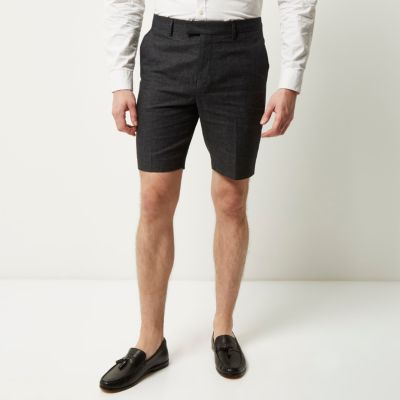 Black linen tailored shorts
